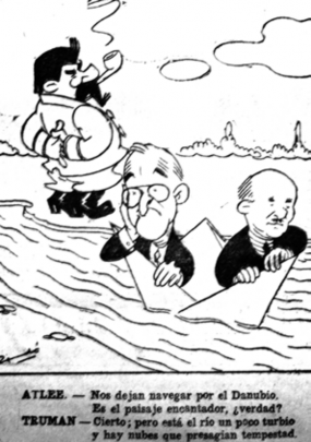 Figura 8. Ricardo Warecki, viñeta para el diario Crónica, Rosario, 2 de octubre de 1946.