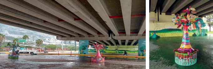 Imagen 3. Conjunto de seis esculturas, donadas por la asociación Arbolarte. Ubicado en la rotonda Av. Corregidora y Boulevard Díaz Ordaz y Casco Urbano, San Pedro Garza García, Nuevo León. Fuente: Antonio Pichardo Murillo.